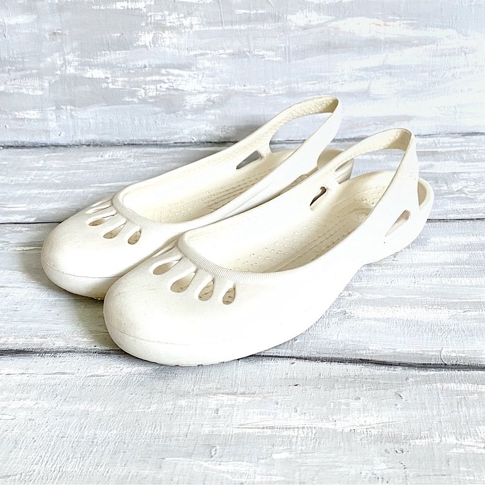 Crocs Kadee Slingback Flats Winter White Ballet Flats Vintage Y2K Shoe Women’s 4